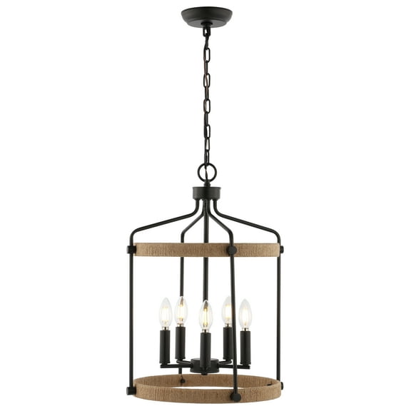 SAFAVIEH Dwyer 5-Light LED Black Metal Pendant Light with Shade