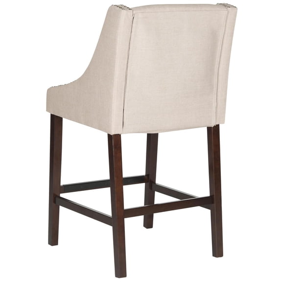 SAFAVIEH Dylan Modern Linen Espresso Rubberwood Bar Stool, Taupe