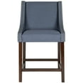 thumbnail image 1 of SAFAVIEH Dylan Modern Linen Espresso Rubberwood Counter Stool, Navy, 1 of 7