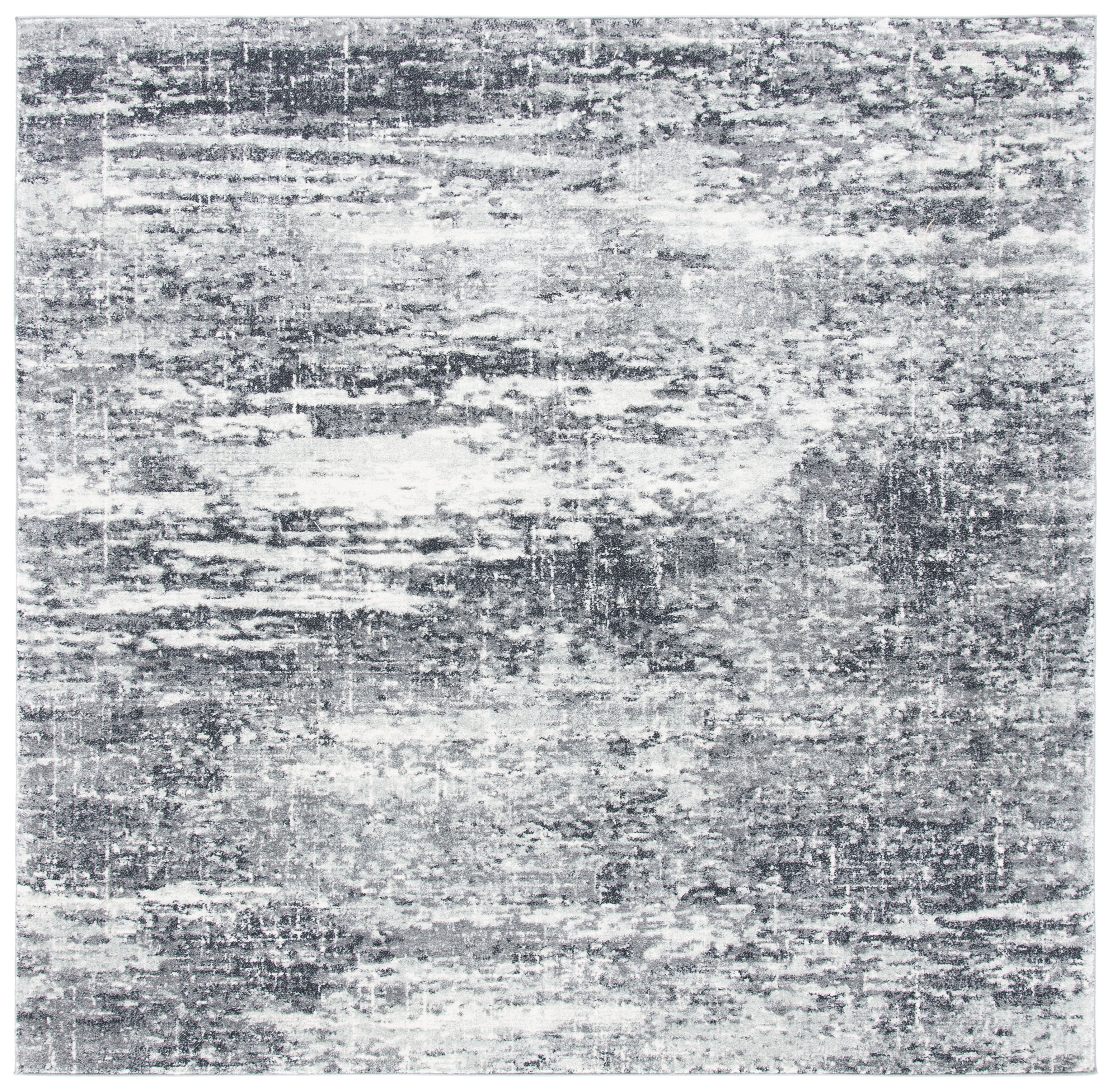 Modern Gray Square Synthetic Easy-Care Accent Rug