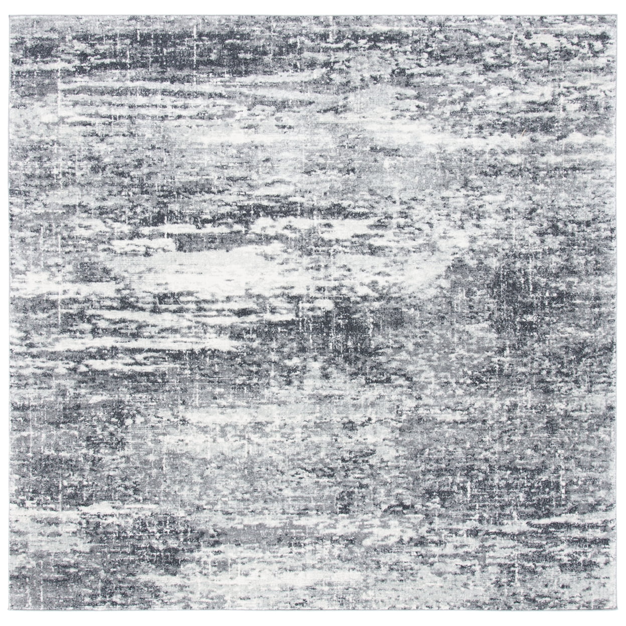 Modern Gray Square Synthetic Easy-Care Accent Rug