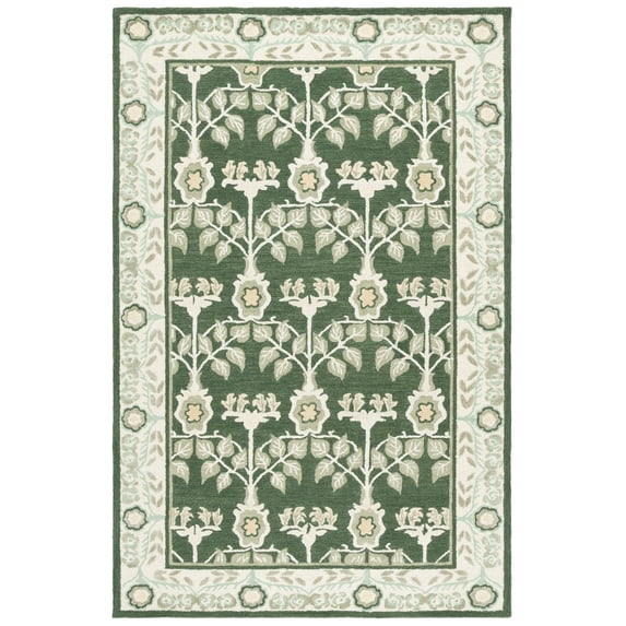 SAFAVIEH Earthly Treasures Siomha Oriental Area Rug, Green/Ivory, 5' x 8'