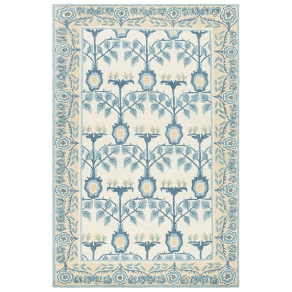 SAFAVIEH Earthly Treasures Siomha Oriental Area Rug, Ivory/Blue, 4' x 6'