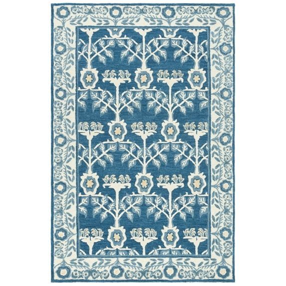 SAFAVIEH Earthly Treasures Siomha Oriental Area Rug, Navy/Ivory, 4' x 6'