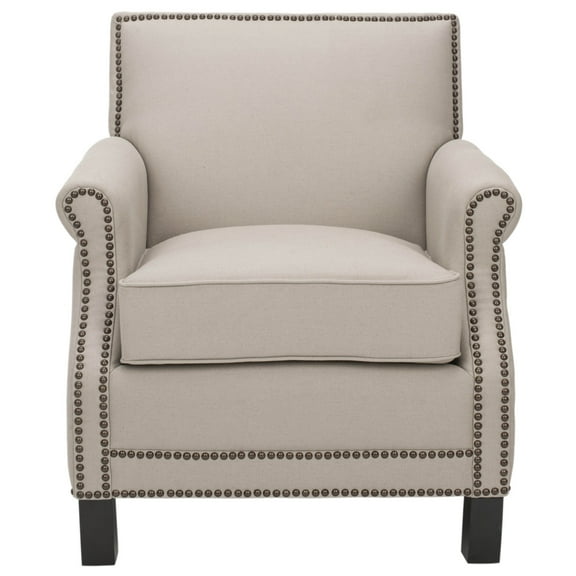 SAFAVIEH Easton Club Chair Brass Nail Head Taupe