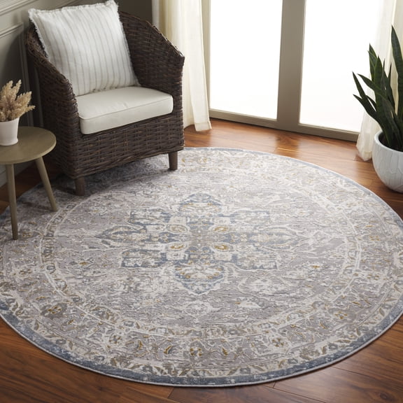 Safavieh Easton Euclid Abstract Area Rug, Gray/Blue, 6'7" x 6'7" Round