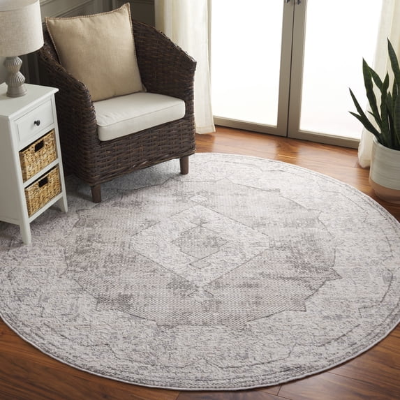 Safavieh Easton Ilbert Abstract Area Rug, Ivory/Gray, 6'7" x 6'7" Round