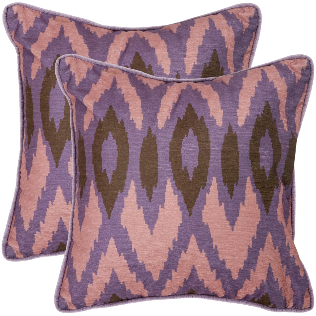 Lavender Ikat Embroidered 20" Square Throw Pillow Set