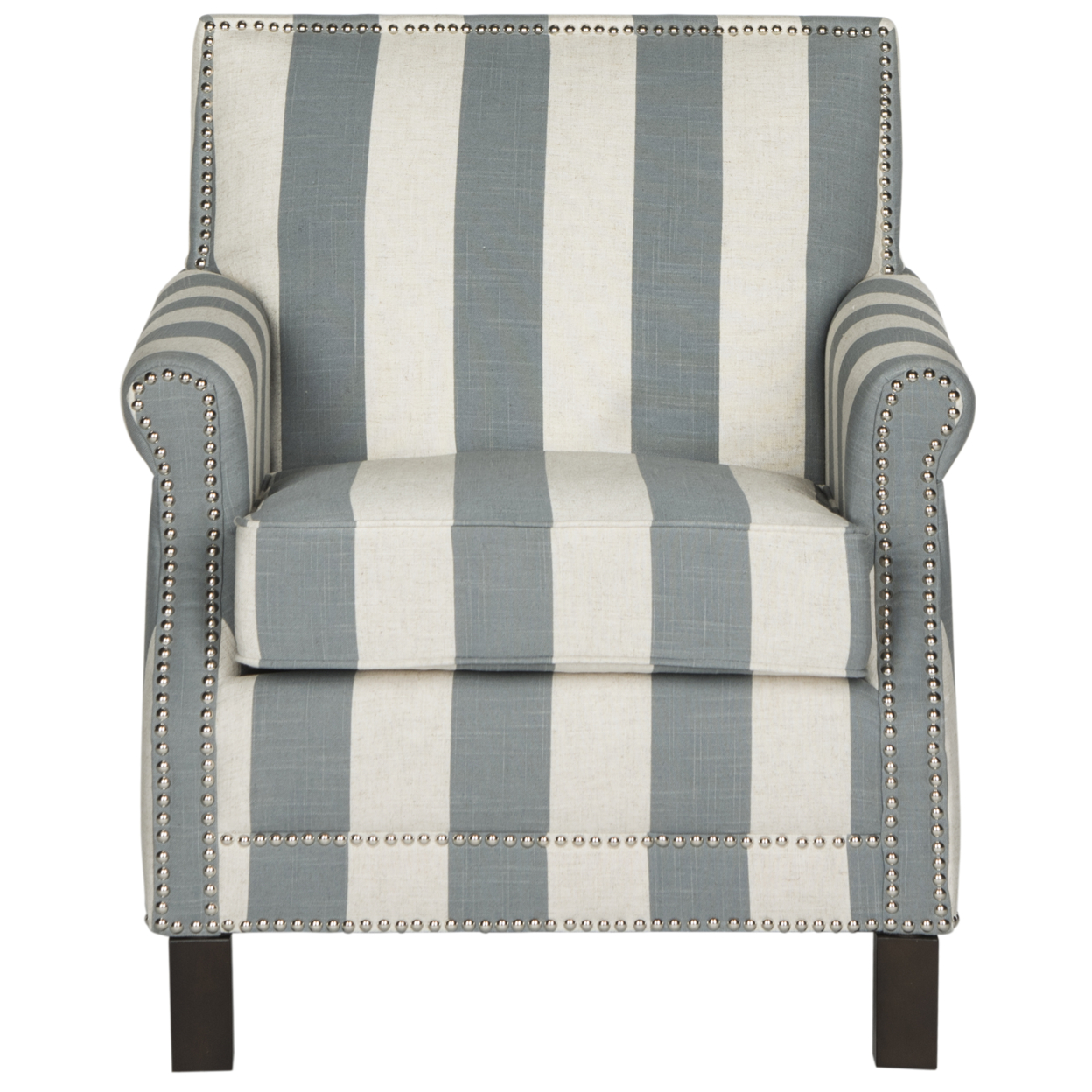 SAFAVIEH Easton Rustic Glam Upholstered Club Chair w/ Nailheads, Grey/White - image 1 of 5
