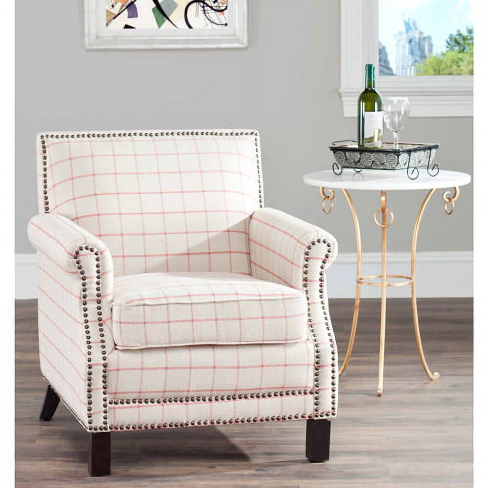 SAFAVIEH Easton Rustic Glam Upholstered Club Chair w/ Nailheads, Taupe/Orange - image 1 of 4