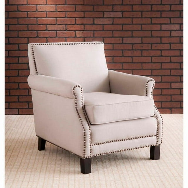 SAFAVIEH Easton Rustic Glam Upholstered Club Chair w/ Nailheads, Taupe