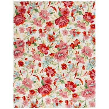 SAFAVIEH Easy Care Aithne Floral Area Rug, Ivory/Red, 8' x 10'