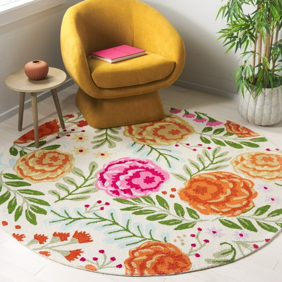 Safavieh Easy Care Akilah Floral Area Rug, Ivory/Green, 6' x 6' Round