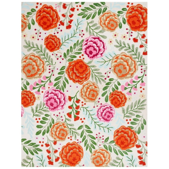 SAFAVIEH Easy Care Akilah Floral Area Rug, Ivory/Green, 8' x 10'