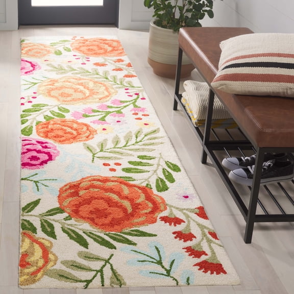Safavieh Easy Care Akilah Floral Runner Rug, Ivory/Green, 2'3" x 9'