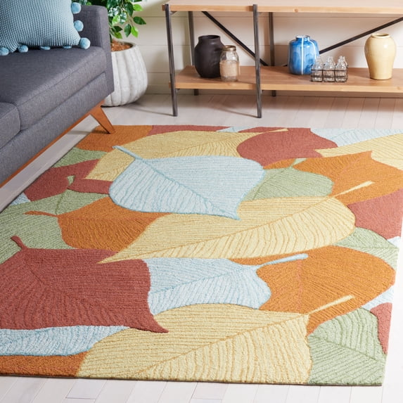 Safavieh Easy Care Alaia Botanical Area Rug, Rust/Green, 6' x 6' Square