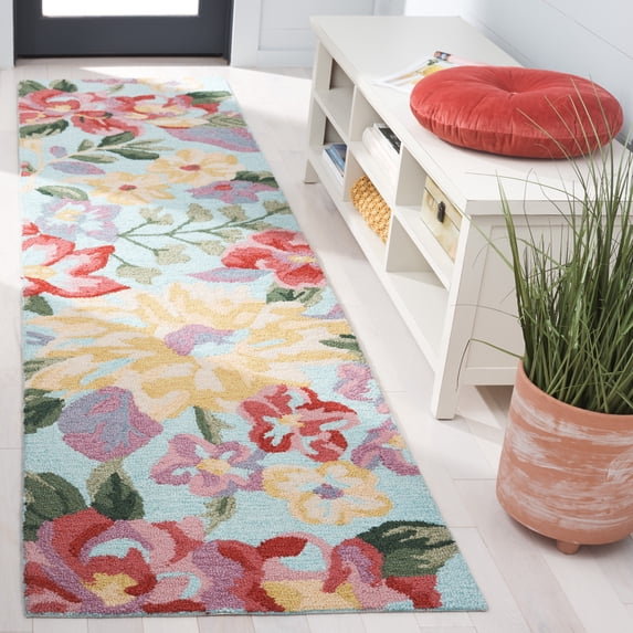 Safavieh Easy Care Alan Floral Runner Rug, Blue/Pink, 2'3" x 9'
