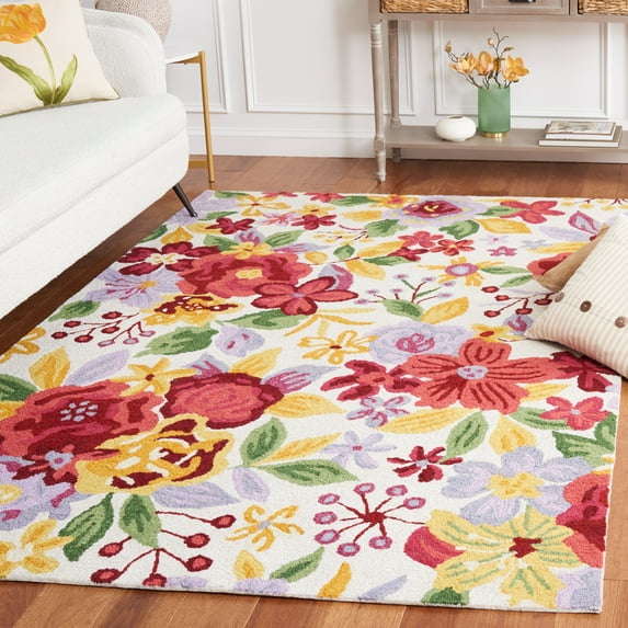 Safavieh Easy Care Alana Floral Area Rug, Ivory/Red, 4' x 6'