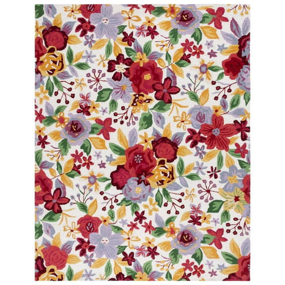 SAFAVIEH Easy Care Alana Floral Area Rug, Ivory/Red, 8' x 10'