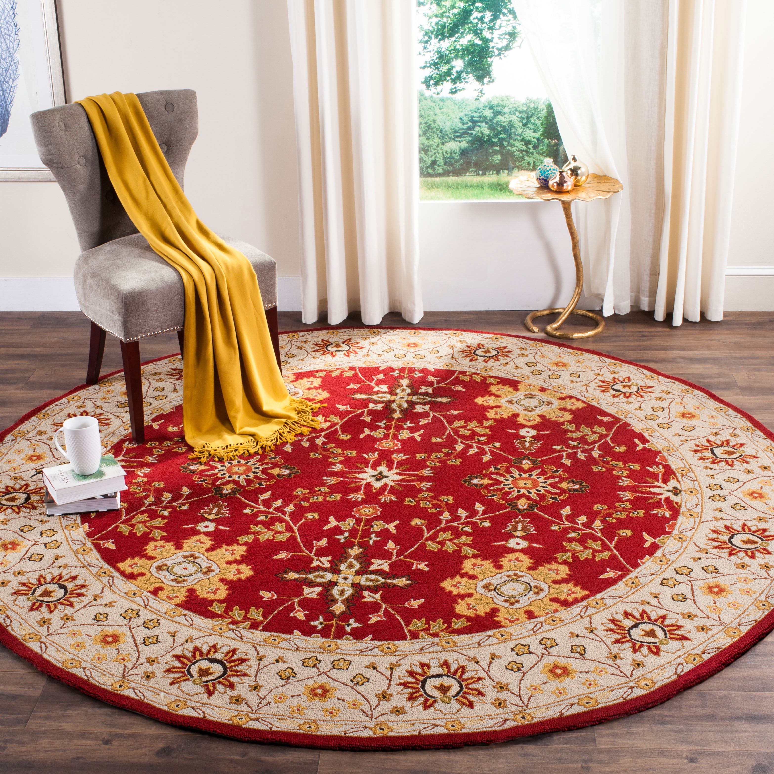 Safavieh Easy Care Alban Oriental Area Rug, Red/Ivory, 8' x 8' Round