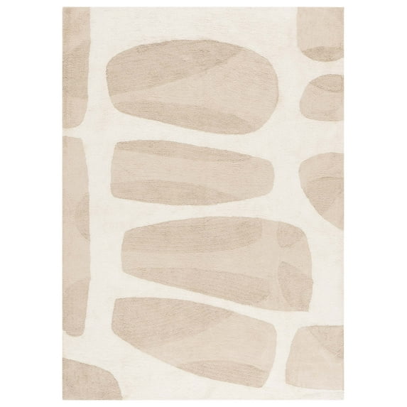 SAFAVIEH Easy Care Anabel Abstract Machine Washable Area Rug, Beige/Ivory, 3' x 5'