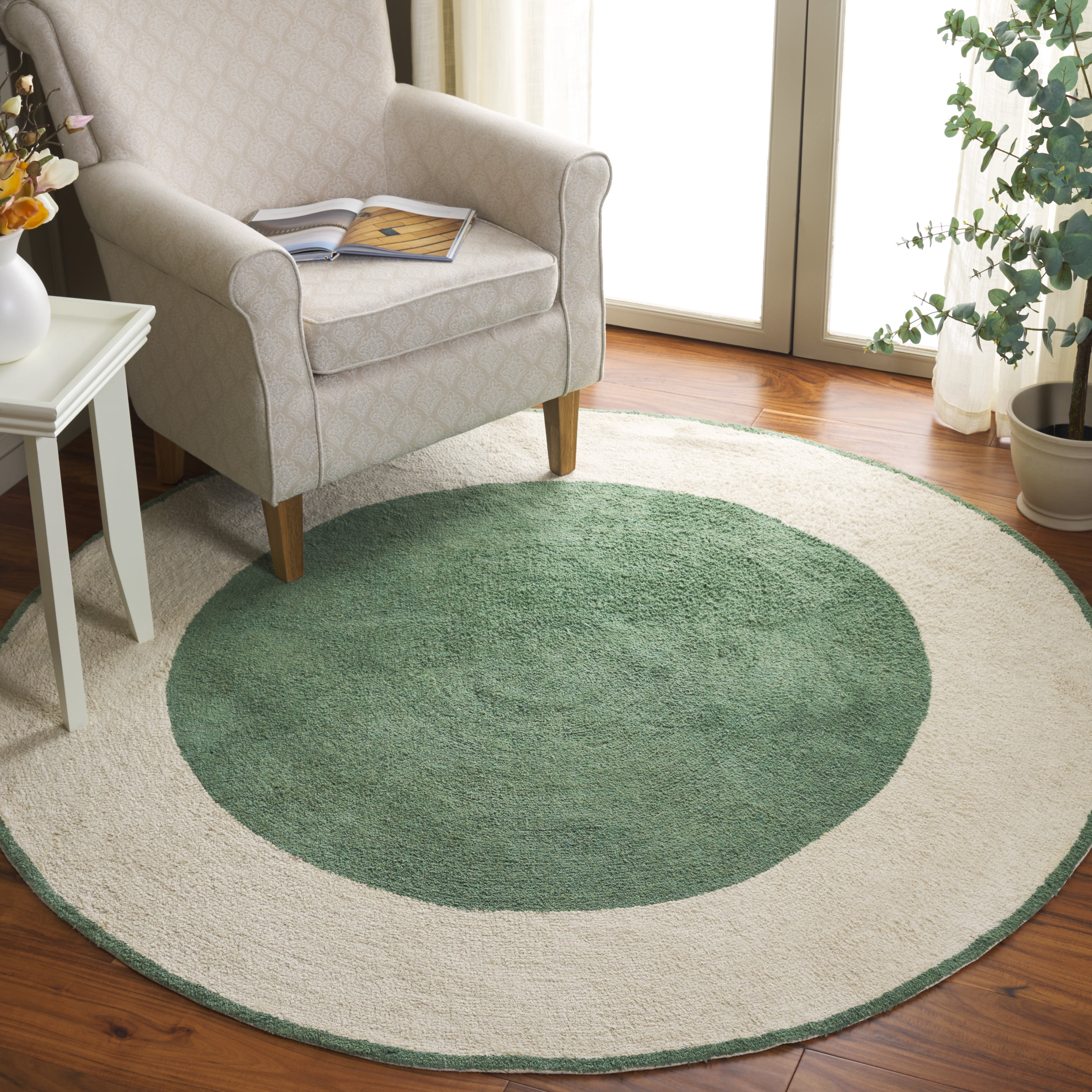 Safavieh Easy Care Anselmo Bordered Area Rug, Ivory/Green, 6' x 6' Round