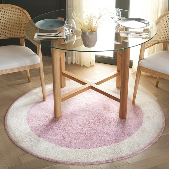Safavieh Easy Care Anselmo Bordered Area Rug, Ivory/Pink, 4' x 4' Round