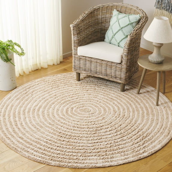 Safavieh Easy Care Beckah Geometric Machine Washable Area Rug, Beige/Ivory, 6' x 6' Round