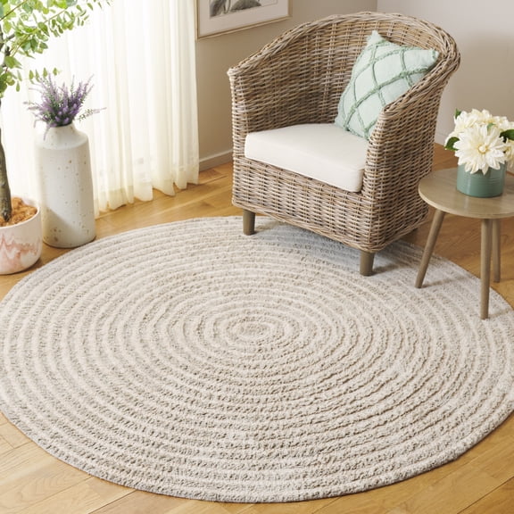 Safavieh Easy Care Beckah Geometric Machine Washable Area Rug, Gray/Ivory, 6' x 6' Round