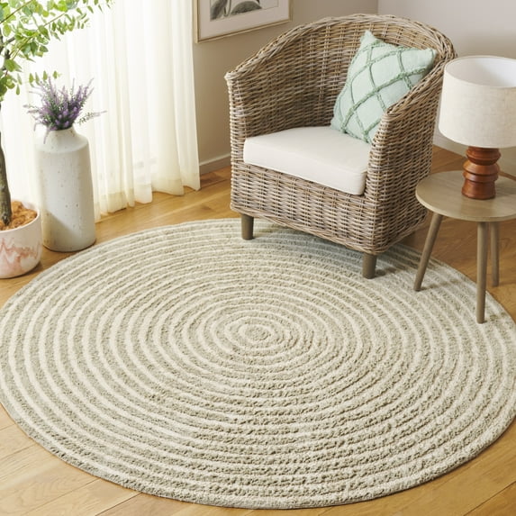 Safavieh Easy Care Beckah Geometric Machine Washable Area Rug, Sage/Ivory, 6' x 6' Round