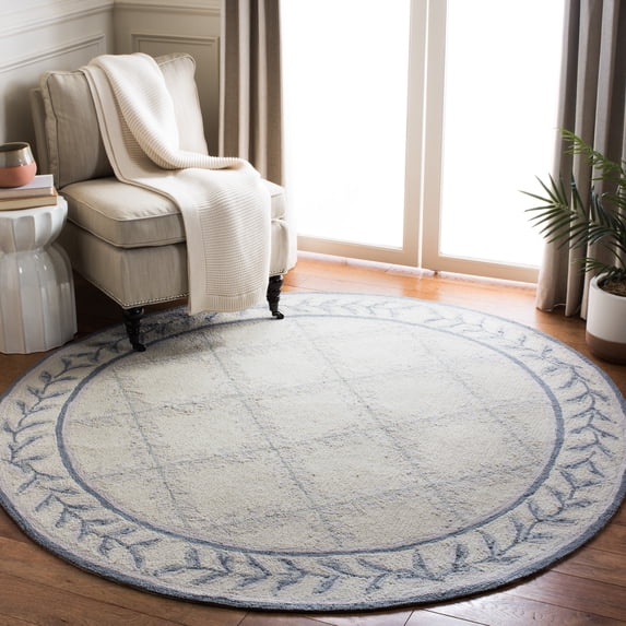 Safavieh Easy Care Beckett Trellis Area Rug, Ivory/Light Blue, 8' x 8' Round