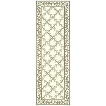 SAFAVIEH Easy Care Beckett Trellis Runner Rug, Ivory/Sage, 2'6" x 10'