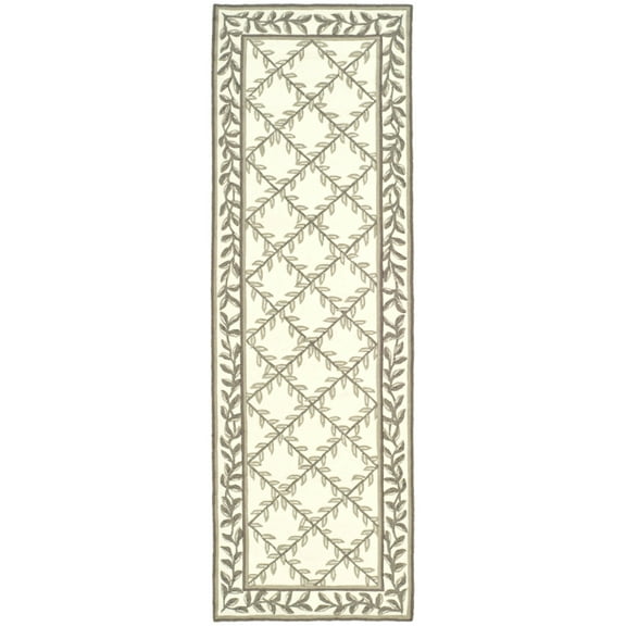 SAFAVIEH Easy Care Beckett Trellis Runner Rug, Ivory/Sage, 2'6" x 8'