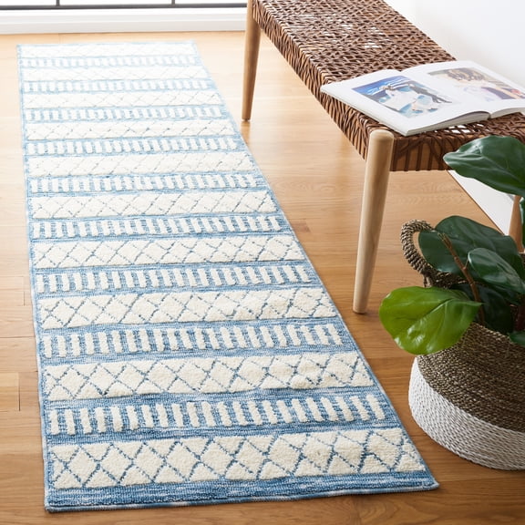Safavieh Easy Care Borko Cross Polyester Machine Washable Runner Rug, Ivory/Gray, 2'3" x 8'