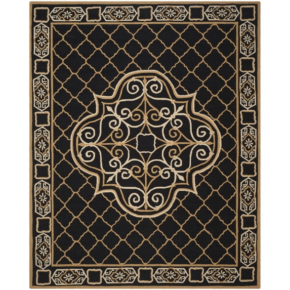 SAFAVIEH Easy Care Braiden Geometric Quatrefoil Area Rug, Black/Gold, 3' x 5'