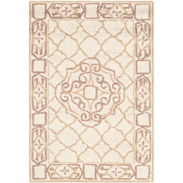 SAFAVIEH Easy Care Braiden Trellis Area Rug, Ivory/Gold, 2' x 3'