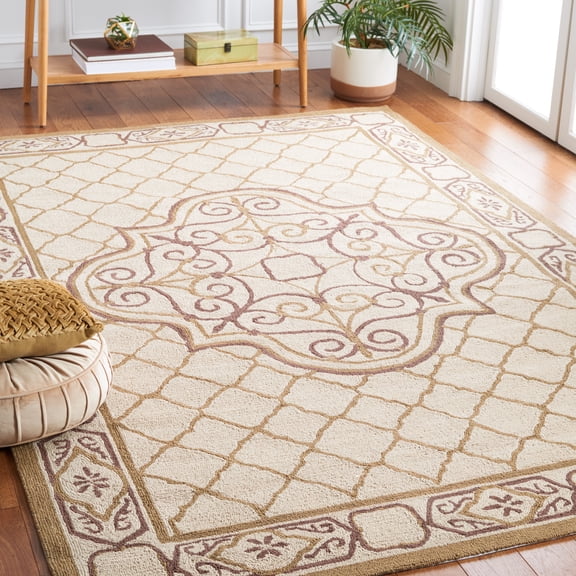 Safavieh Easy Care Braiden Trellis Area Rug, Ivory/Gold, 6' x 9'