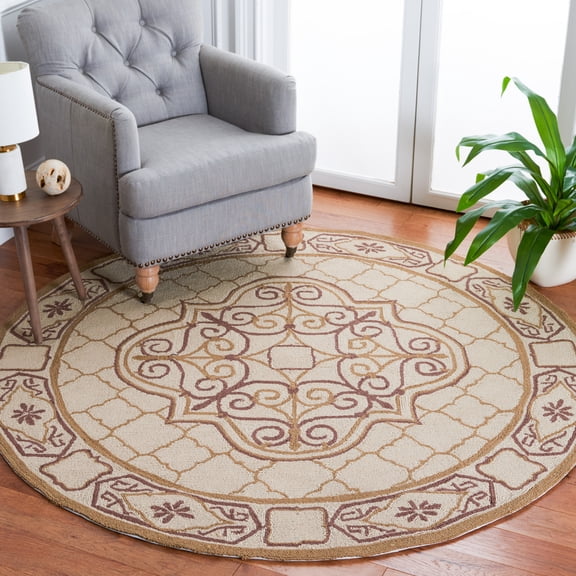 Safavieh Easy Care Braiden Trellis Area Rug, Ivory/Gold, 8' x 8' Round