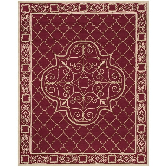 SAFAVIEH Easy Care Braiden Trellis Area Rug, Maroon/Gold, 4' x 6'