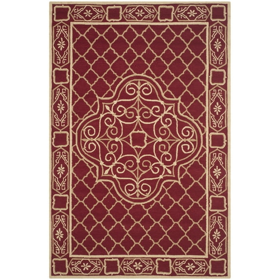 SAFAVIEH Easy Care Braiden Trellis Area Rug, Maroon/Gold, 6' x 9'