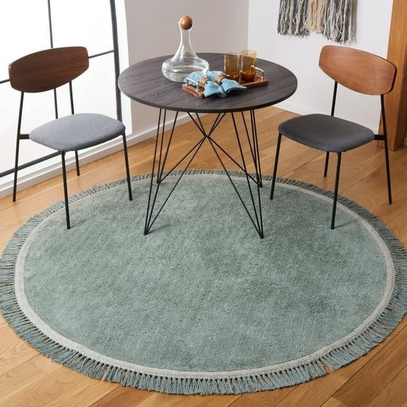 Safavieh Easy Care Dallas Solid Cotton Machine Washable Area Rug, Teal/Ivory, 4' x 4' Round