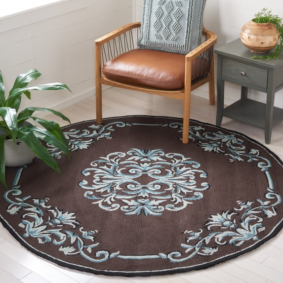 Safavieh Easy Care Chanelle Floral Area Rug, Chocolate/Multi, 8' x 8' Round