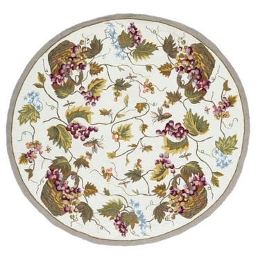 SAFAVIEH Easy Care Clematis Floral Area Rug, White/Multi, 8' x 8' Round