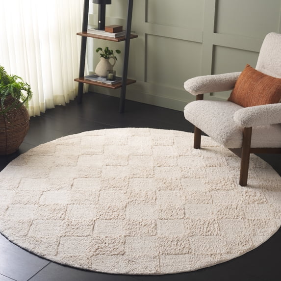 Safavieh Easy Care Coty Checkered Area Rug, Ivory, 6' x 6' Round
