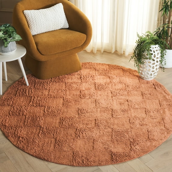 Safavieh Easy Care Coty Checkered Area Rug, Rust, 6' x 6' Round
