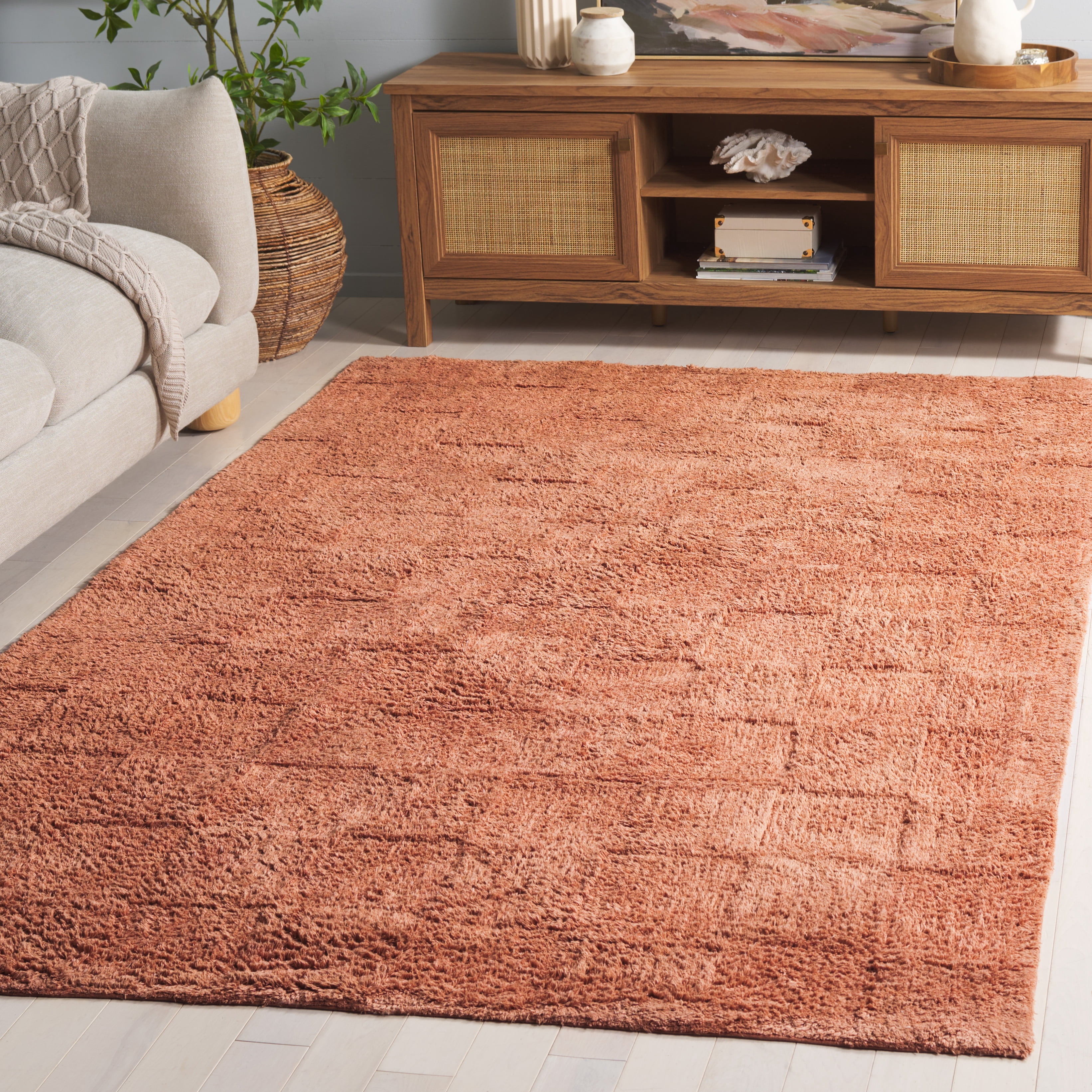 Safavieh Easy Care Coty Checkered Area Rug, Rust, 6' x 6' Square