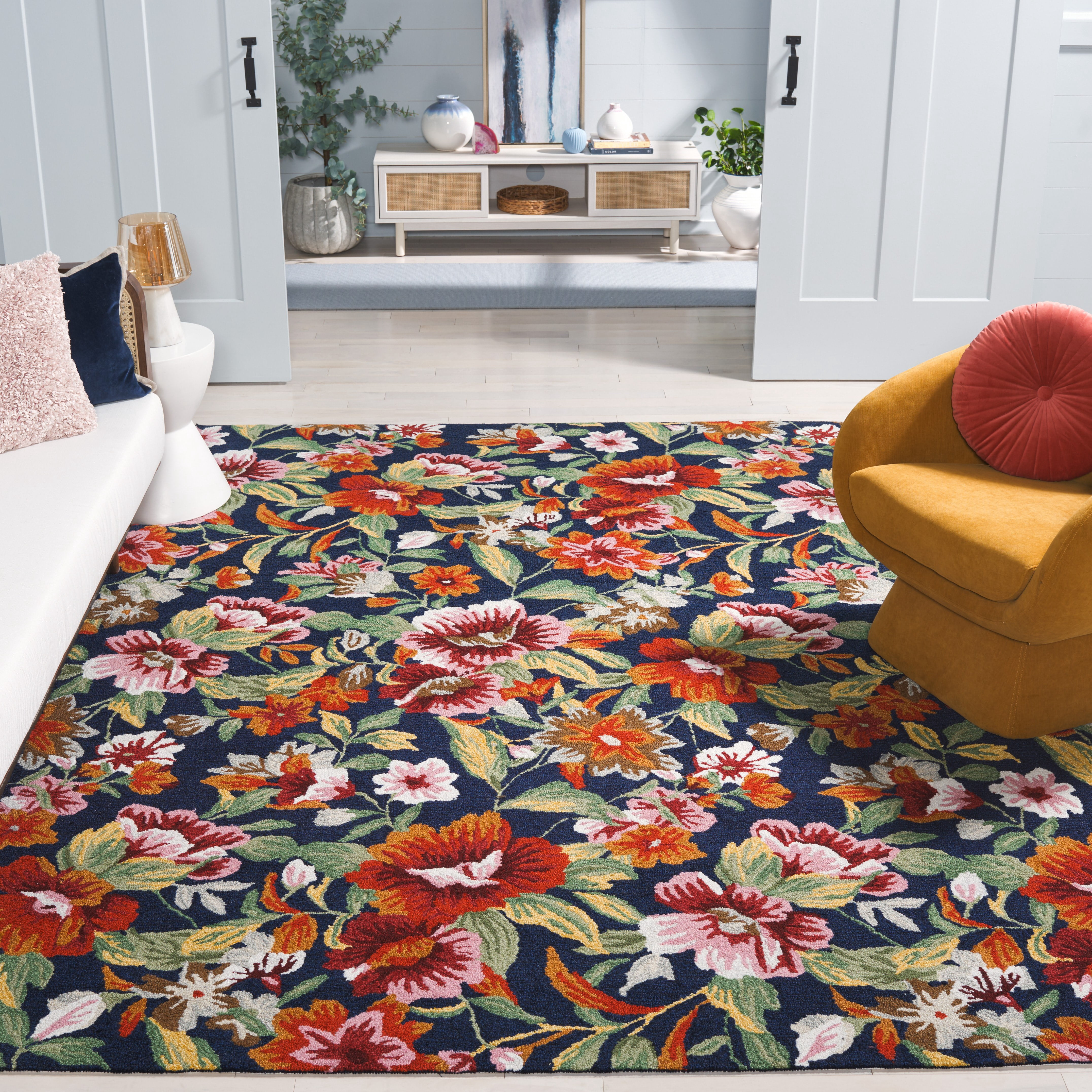 Safavieh Easy Care Daragh Floral Area Rug, Navy/Red, 8' x 10'