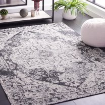 Safavieh Easy Care Declan Oriental Machine Washable Area Rug, Ivory/Black, 4' x 6'