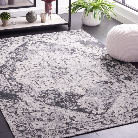 Safavieh Easy Care Declan Oriental Machine Washable Area Rug, Ivory/Black, 4' x 6'