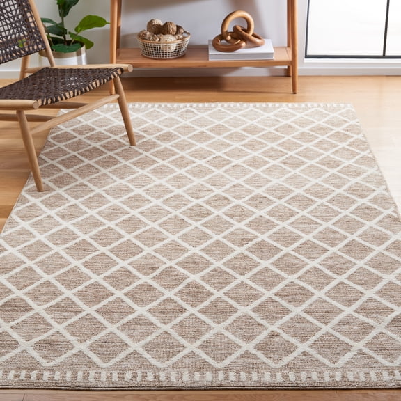 Safavieh Easy Care Dilara Cross Polyester Machine Washable Area Rug, Beige/Ivory, 4' x 6'